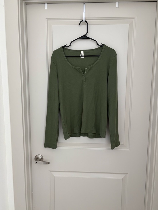 Pact Tops - Pact Olive Green Long-Sleeve Henley Top NWOT Size XXL Organic Cotton